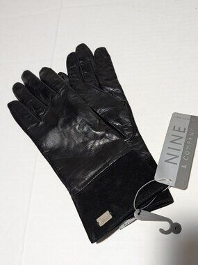 Nine and Company Vintage Leather and Suede Gloves Size L Black